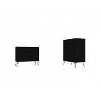 Manhattan Comfort 180GMC2 Rockefeller 5-Drawer and 3-Drawer Black Dresser Set